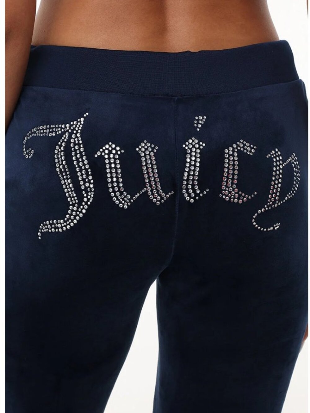 Juicy Couture Royal Blue Velour Joggers with Rhinestone Juicy Logo L